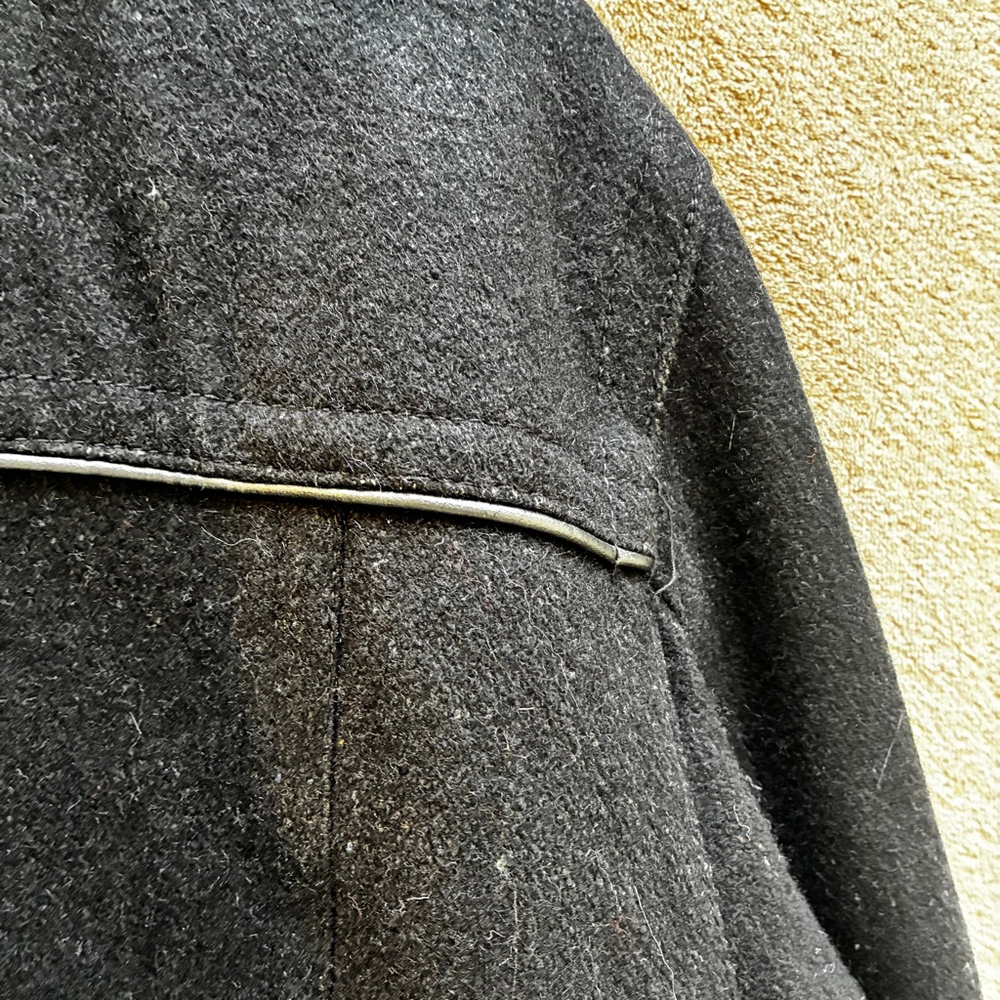 Point Zero Men’s Black Wool Blend Coat Bomber Timeless Classic Winter Warm Layer - Picture 15 of 16